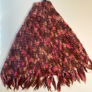 Bebe Boho Poncho Shawl Topper- red and pink - One Size